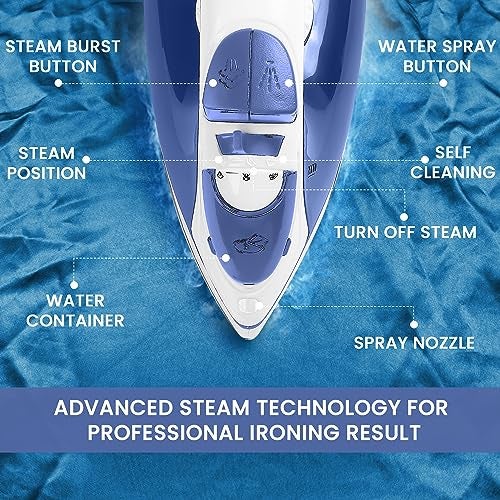 Utopia Home Steam Iron for Clothes - Non-Stick Soleplate - 1200W Clothes Iron - Textile Iron 2.3 meter Long Cord Adjustable Thermostat Control, Overheat Safety Protection & Variable Steam Control Blue - Image 3