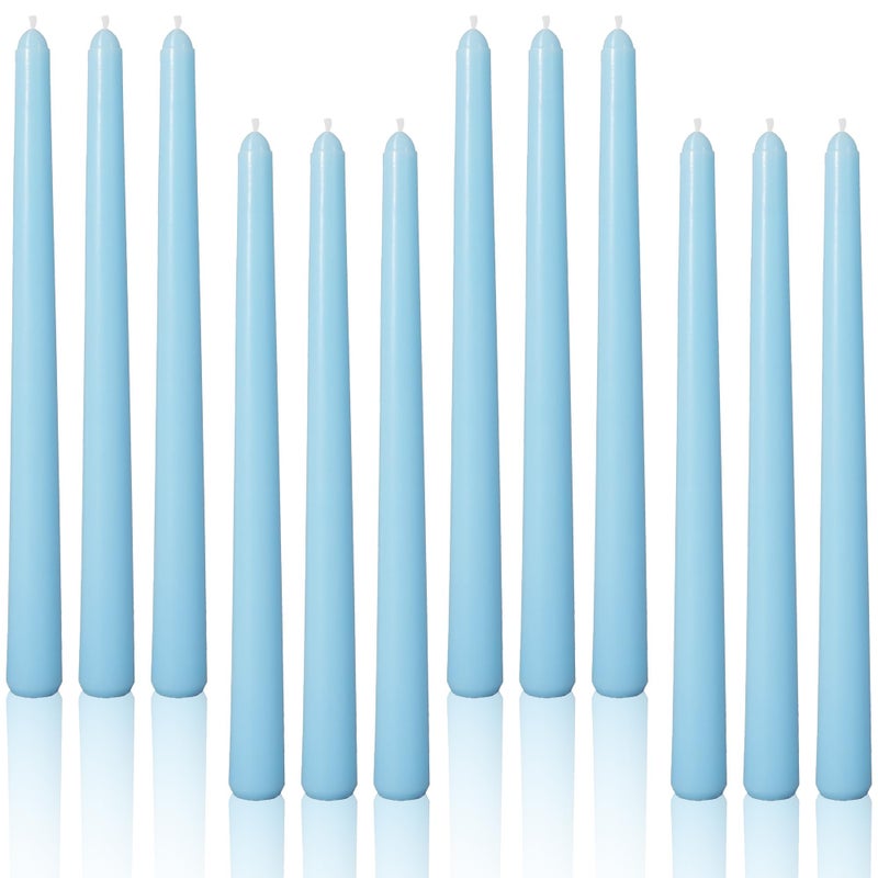 Viyffo Taper Candles 10 Inch - 12 Pack Sky Blue  Dripless  Unscented  Smokeless - 8 Hour Burn - Tall Candlesticks For Wedding  Dinner  Holiday  Party  Home Decor - Image 1