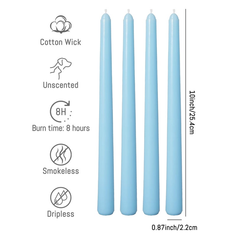 Viyffo Taper Candles 10 Inch - 12 Pack Sky Blue  Dripless  Unscented  Smokeless - 8 Hour Burn - Tall Candlesticks For Wedding  Dinner  Holiday  Party  Home Decor - Image 3