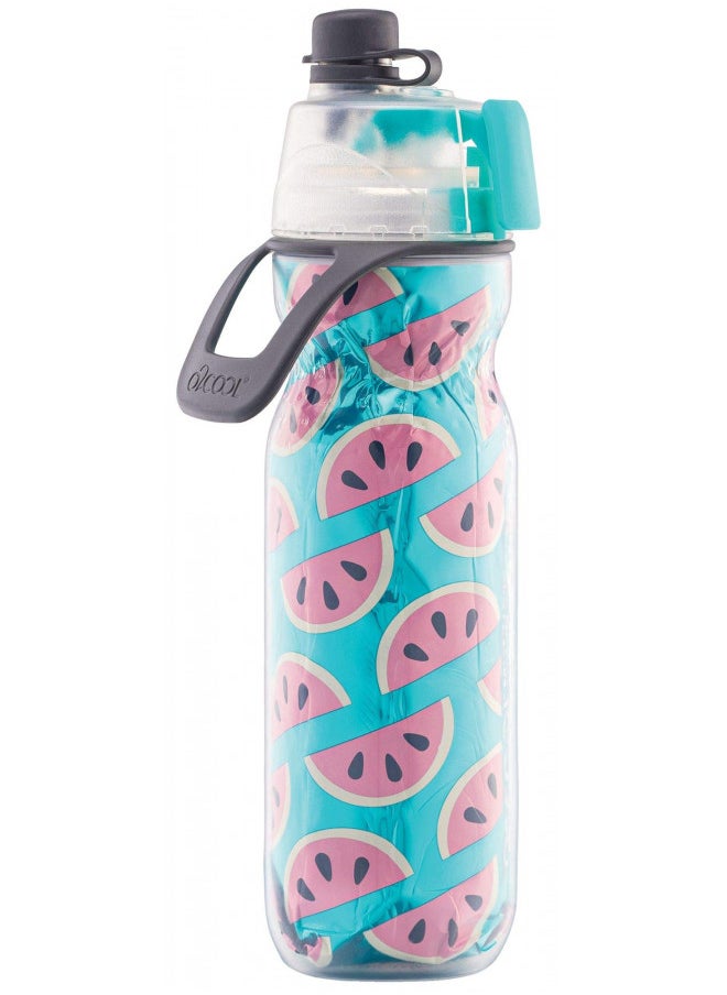 O2COOL O2COOL Mist 'N Sip Misting Water Bottle 2-in-1 Mist And Sip Function With No Leak Pull Top Spout Sports Water Bottle Reusable Water Bottle - 20 oz (Watermelon)  - Image 1
