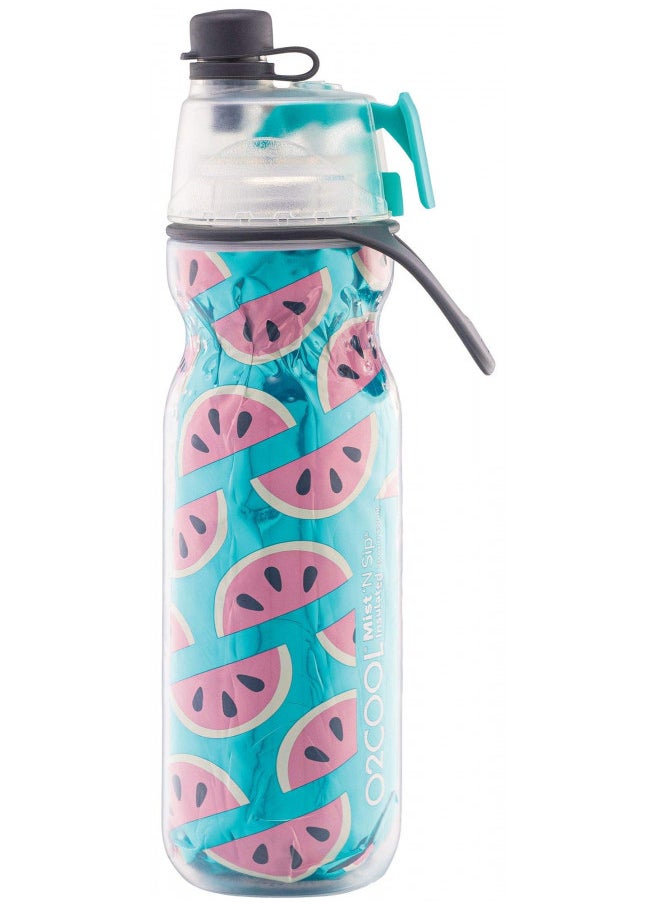 O2COOL O2COOL Mist 'N Sip Misting Water Bottle 2-in-1 Mist And Sip Function With No Leak Pull Top Spout Sports Water Bottle Reusable Water Bottle - 20 oz (Watermelon)  - Image 2