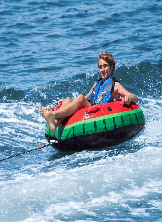 Solstice 48" Watermelon 1 Person Towable Tube Float Raft, Multicolor, one Size - Image 3