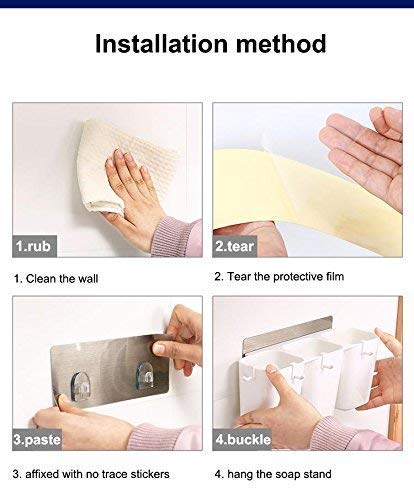 ALXIND 3 Cups Plastic Toothbrush Holder with Wall MountableToothbrush Stands for Bathroom Cosmetic Stand Holder with 3 Slots for Keeping Toothpaste Comb Cream - Image 5
