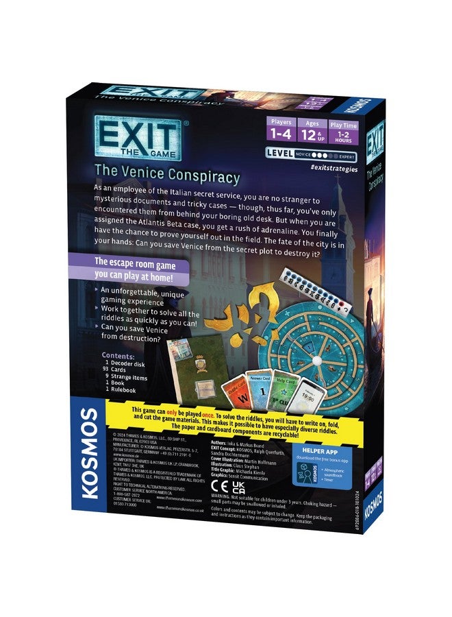 Thames & Kosmos EXIT: اللعبة - مؤامرة فينيسيا، غرفة هروب في المنزل، إيطاليا، لعبة غموض تعاونية، ألغاز عقلية - Image 2