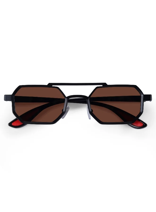 ووجلز UV- Protected Brown Hexagonal Sunglasses