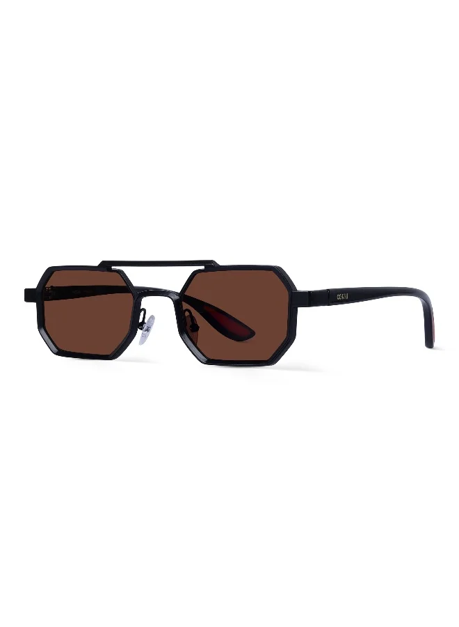 ووجلز UV- Protected Brown Hexagonal Sunglasses