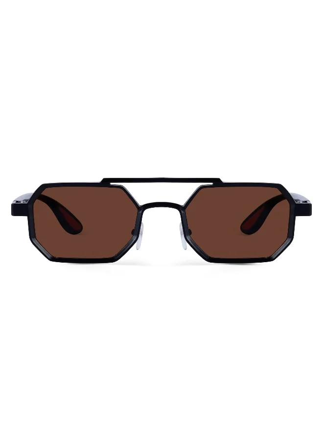 ووجلز UV- Protected Brown Hexagonal Sunglasses