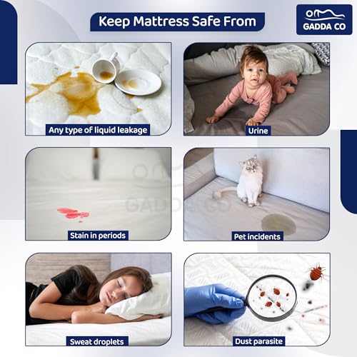GADDA CO 100% Waterproof Premium Cotton Feel Mattress Protector King Size 72x84 Inch|Ultra Soft Breathable & Hypoallergenic Fitted Bed Protector Terry Cover(6x7 feet, Fits Upto 10 Inches, Grey) - Image 5