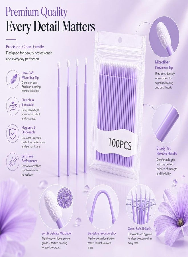 Street27 Fine Tip Cotton Swabs for Makeup Removal & Precision Correction | Cotton Buds for Eyeliner, Mascara, Lip Liner Fixing & Beauty Tools (100 Count) (PURPLE (100PCS)) - Image 4