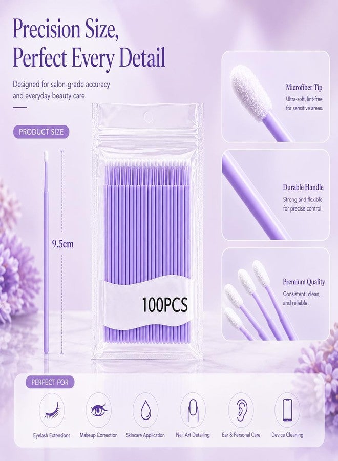 Street27 Fine Tip Cotton Swabs for Makeup Removal & Precision Correction | Cotton Buds for Eyeliner, Mascara, Lip Liner Fixing & Beauty Tools (100 Count) (PURPLE (100PCS)) - Image 5