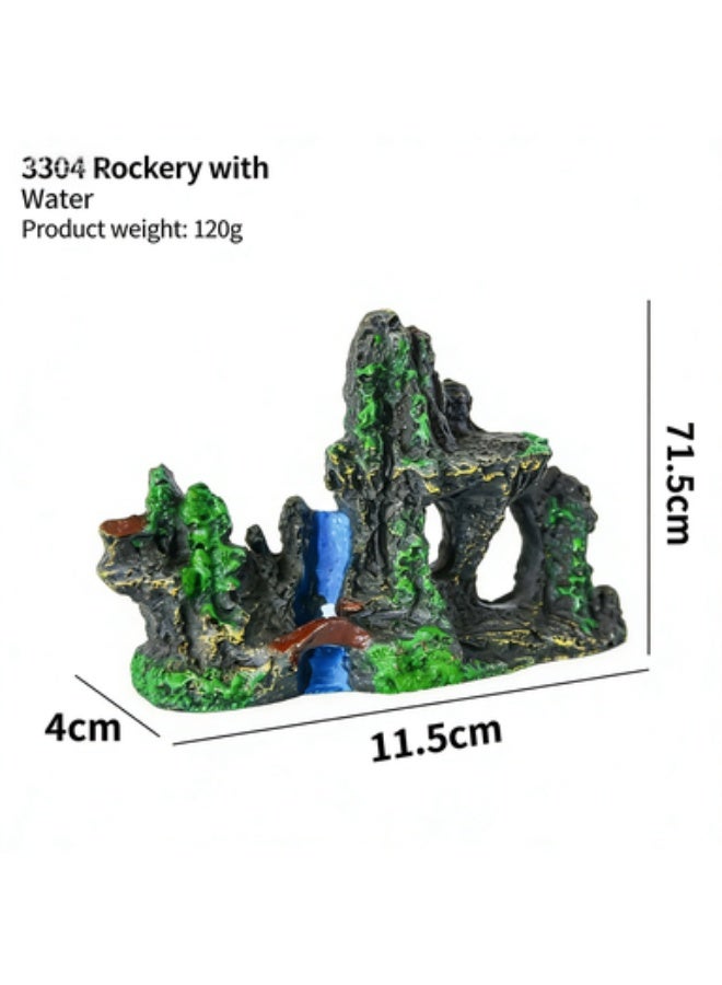 HUANXIN HOME YF Artificial Moss Rock Cave Aquarium Decor, Fish Tank Hideout, Mountain Terrain Ornament - Image 5