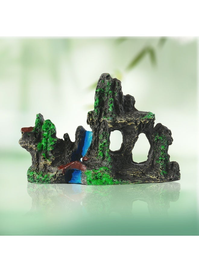 HUANXIN HOME YF Artificial Moss Rock Cave Aquarium Decor, Fish Tank Hideout, Mountain Terrain Ornament - Image 1