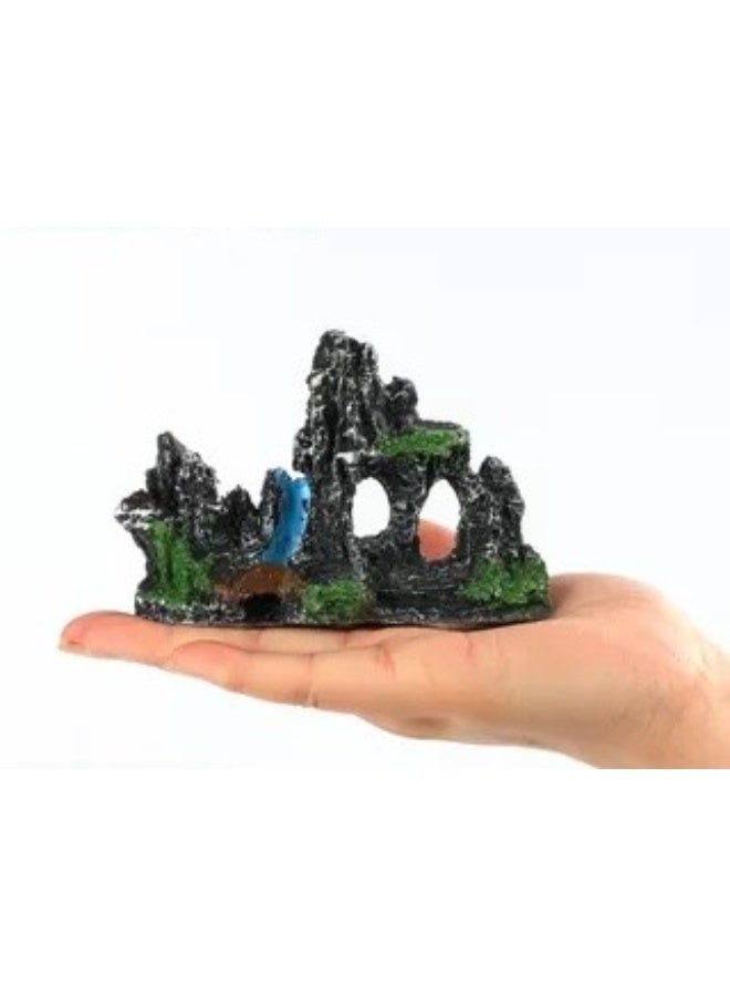 HUANXIN HOME YF Artificial Moss Rock Cave Aquarium Decor, Fish Tank Hideout, Mountain Terrain Ornament - Image 2