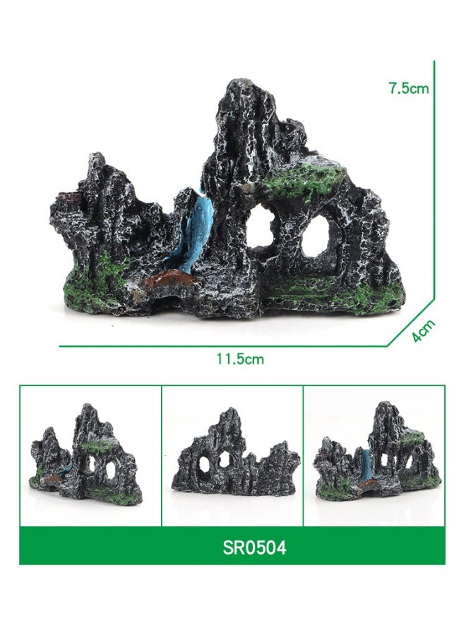 HUANXIN HOME YF Artificial Moss Rock Cave Aquarium Decor, Fish Tank Hideout, Mountain Terrain Ornament - Image 4