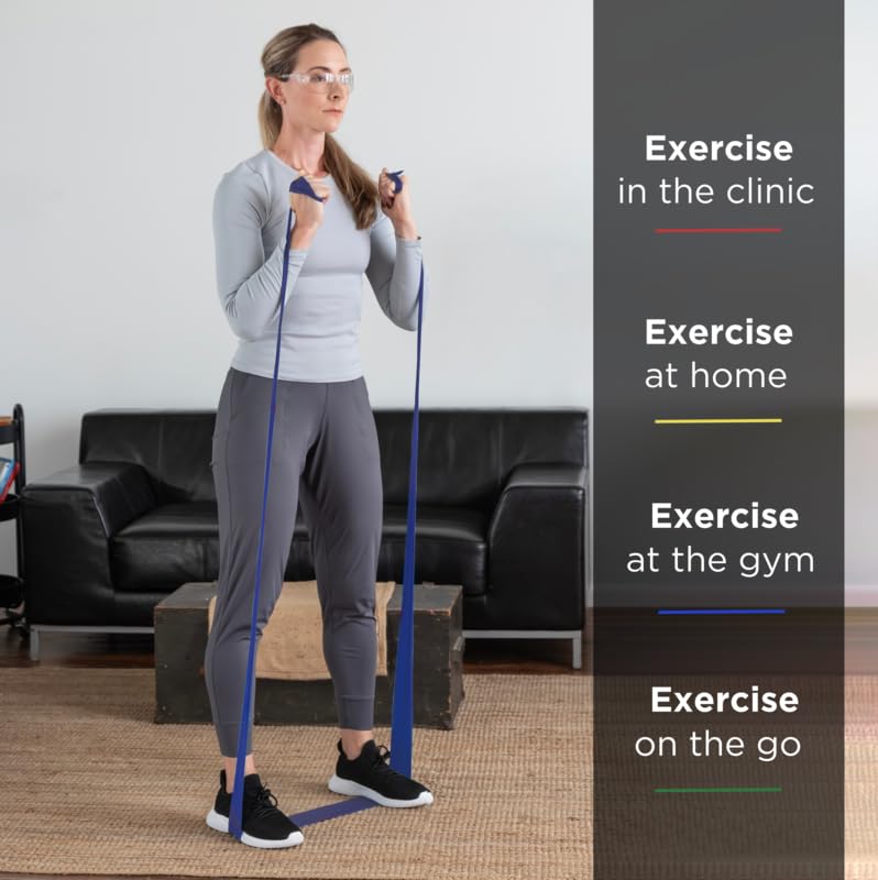 TheraBand مجموعة أحزمة مقاومة THERABAND، أحزمة مرنة احترافية للتمارين العلوية والسفلية ونواة الجسم، العلاج الطبيعي، بيلاتس السفلي، تمارين في المنزل، وإعادة التأهيل، بطول 5 أقدام، زرقاء وسوداء، متقدمة - Image 5