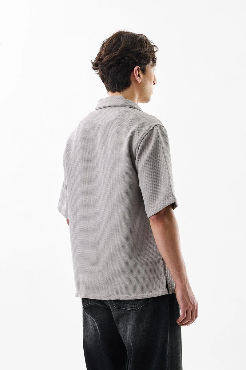 سنيتش Oversized Fit Textured Light Grey Shirt