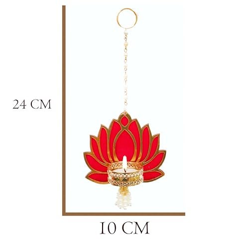Jaipur Ace Lotus Hangings for Decoration Wall Hangings for Temple Decor, Diwali Decor | Diwali Decoration Items for Home Decor | Pooja Room Decoration Item (Lotus Tealight Hanging) - Image 5