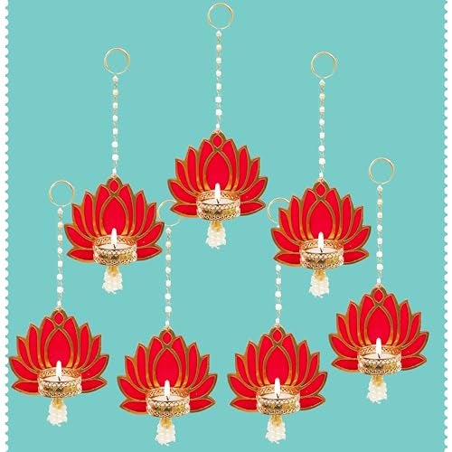 Jaipur Ace Lotus Hangings for Decoration Wall Hangings for Temple Decor, Diwali Decor | Diwali Decoration Items for Home Decor | Pooja Room Decoration Item (Lotus Tealight Hanging) - Image 4