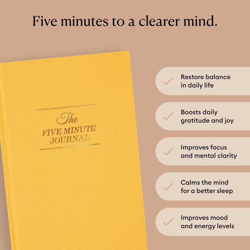Intelligent Change The Five Minute Journal, Original Daily Gratitude Journal 2025, Manifestation Journal for Mindfulness, Undated Daily Journal with Gold Foiling, Plastic-Free, Yellow - Image 2