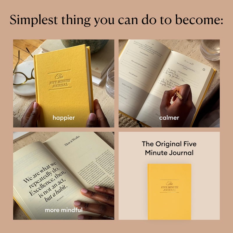 Intelligent Change The Five Minute Journal, Original Daily Gratitude Journal 2025, Manifestation Journal for Mindfulness, Undated Daily Journal with Gold Foiling, Plastic-Free, Yellow - Image 5