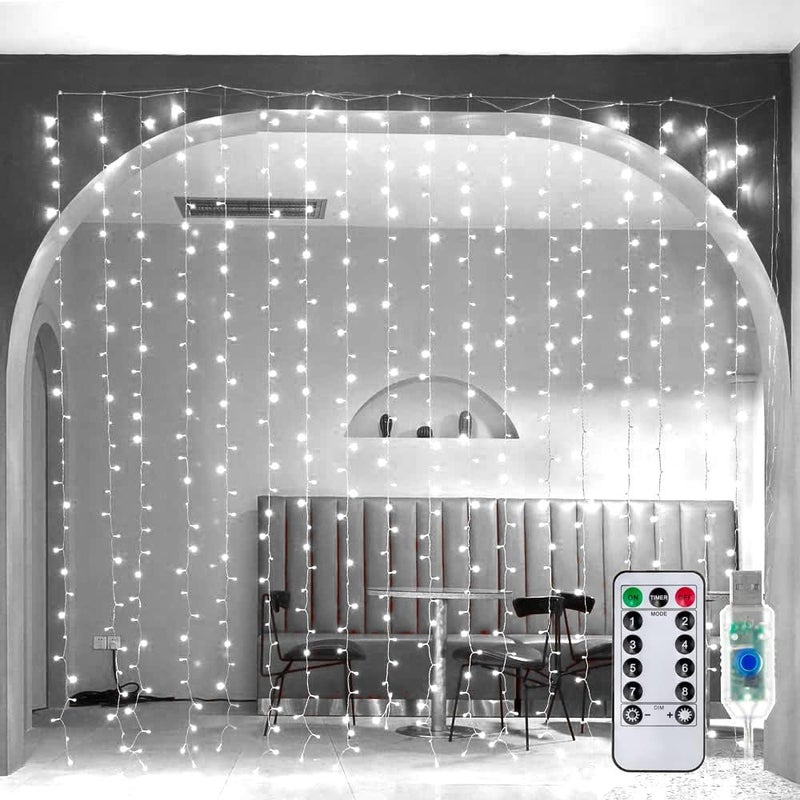 MIRADH Plastic 240 Led 98 Feet Window Curtain String Light Led Light For Home Decoration Diwali Light Warm White White Fairy Curtain - Image 2