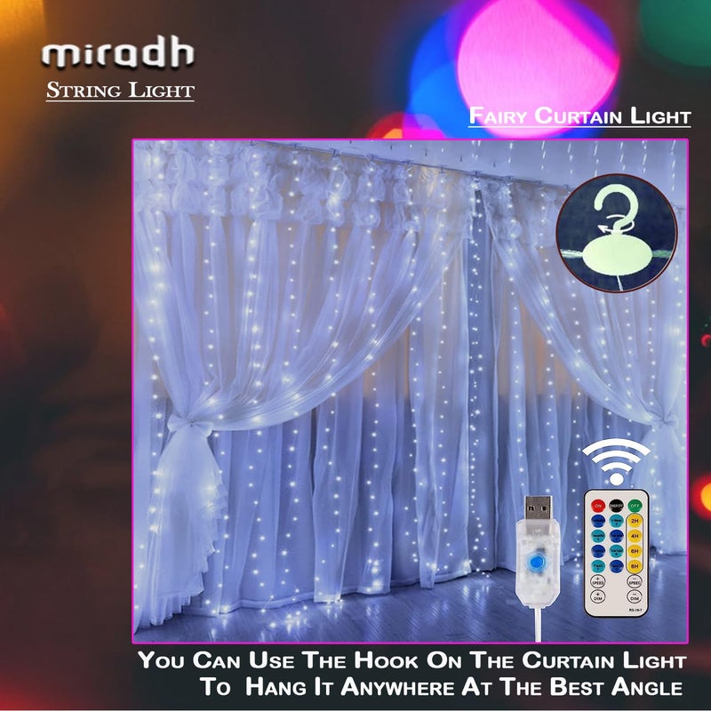 MIRADH Plastic 240 Led 98 Feet Window Curtain String Light Led Light For Home Decoration Diwali Light Warm White White Fairy Curtain - Image 5