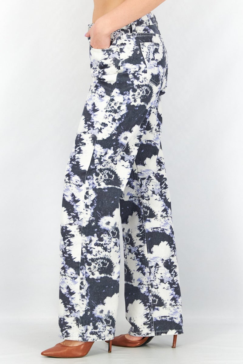 NA-KD Women Regular Fit Tie Dye Non-Stretchable Denim, White Combo - Image 4