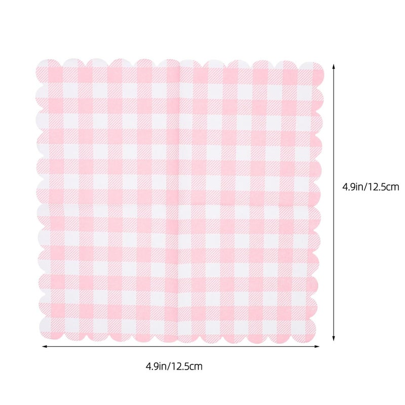 Pink Gingham Disposable Paper Napkins 100 Pack Cocktail Napkins For Wedding Birthday Picnic Party Shower Holiday Events - Image 3