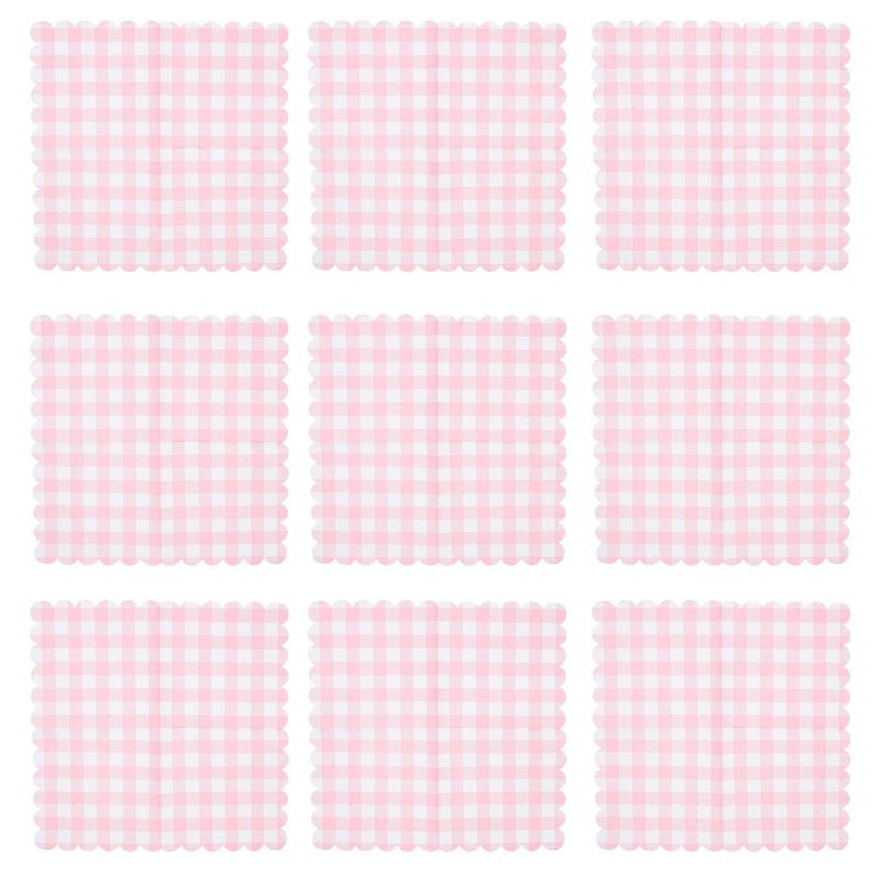 Pink Gingham Disposable Paper Napkins 100 Pack Cocktail Napkins For Wedding Birthday Picnic Party Shower Holiday Events - Image 2