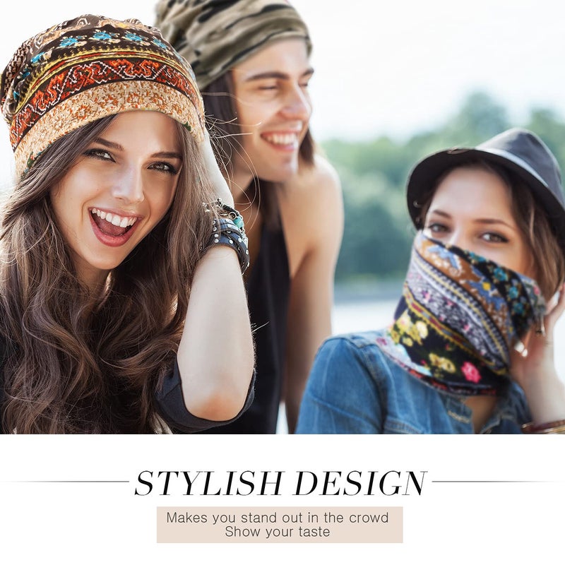 Satinior 5 Pieces Women's Slouchy Beanie Hat Stretch Turban Hats Cancer Headwear Caps Baggy Skull Sleep Scarf (Chic Style) Multicoloured - Image 2