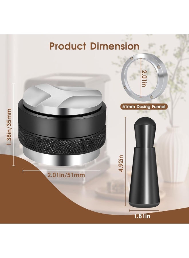 51mm Espresso Accessories Kit, Spring Loaded Calibrated Tamper, WDT Tool and Dosing Funnel Set Fits Espresso Coffee Machines and 51 mm Portafilters - Image 4