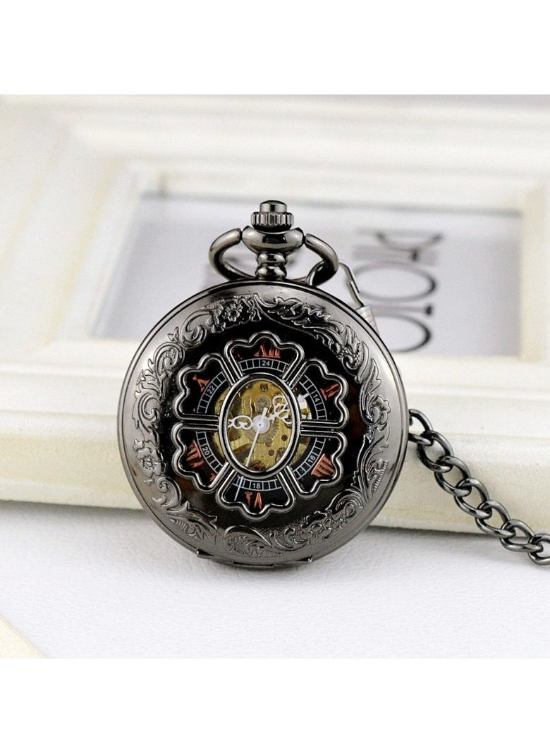 Retro - Classic Hollow Large Window Grille Manual Mechanical Pocket Watch Flip Cover Retro Men's and Women's   Watch Batch - Image 1