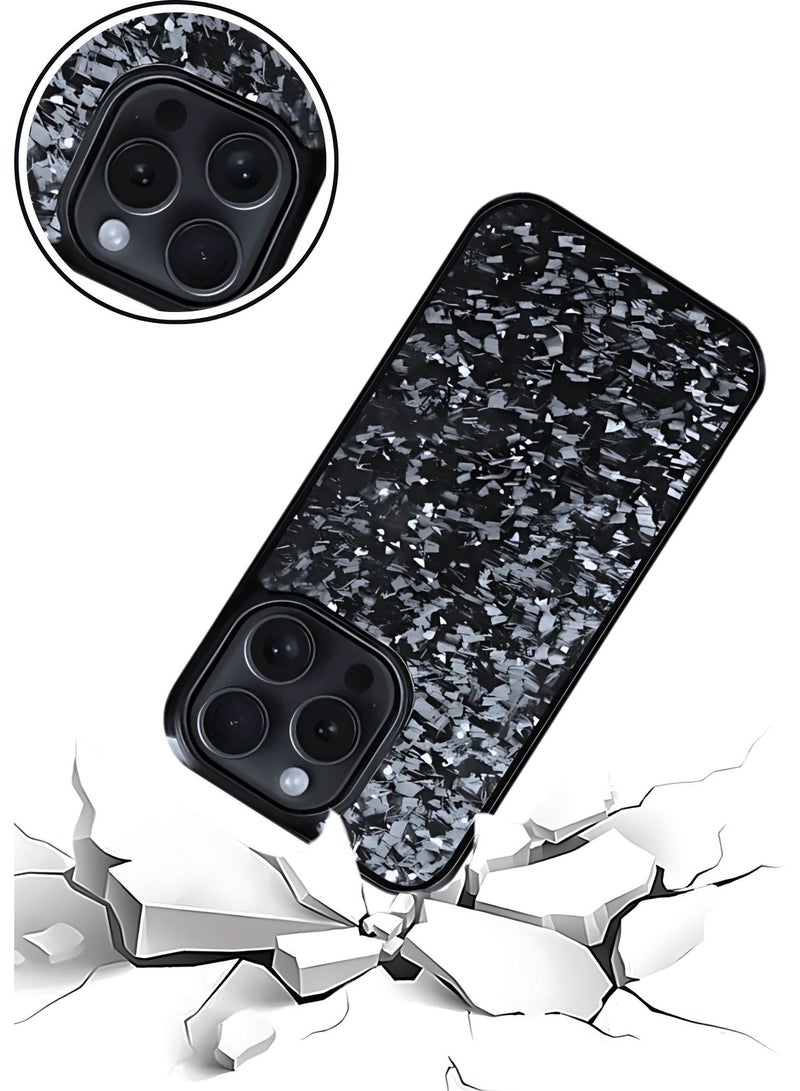 SOLARAE Luxurious Real Carbon Fiber iPhone Case - Lightweight, Drop Protection (iPhone 14 Pro) Silver - Image 2