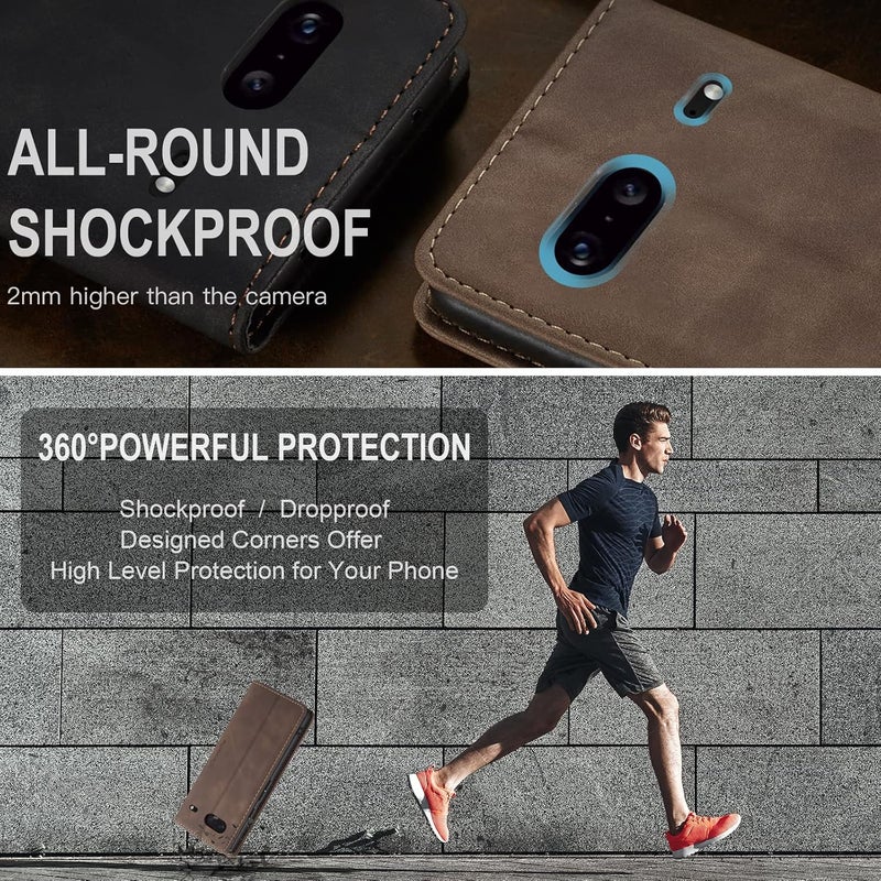 Cracedily for Google Pixel 7 Case, Flip Wallet Leather Case with Card Holder Magnetic Closure Shockproof Kickstand Protective Phone Cases Cover for Google Pixel 7,Coffee - Image 5