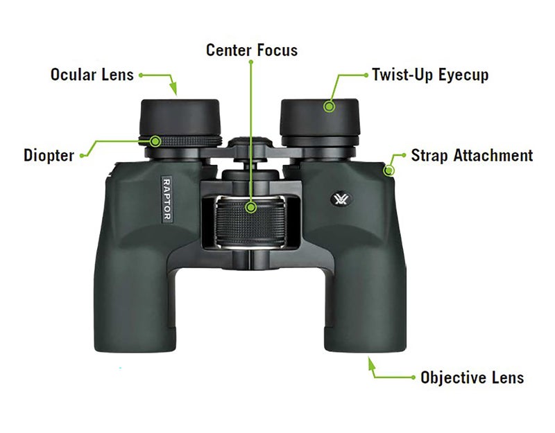 Vortex Optics Raptor Porro Prism Binoculars 8.5x32 , Green - Image 5