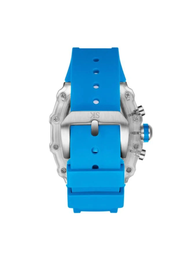 KENNETH SCOTT Men's Light Blue Silicone Strap Watch K25103-ZSLI - 44.3X52 mm