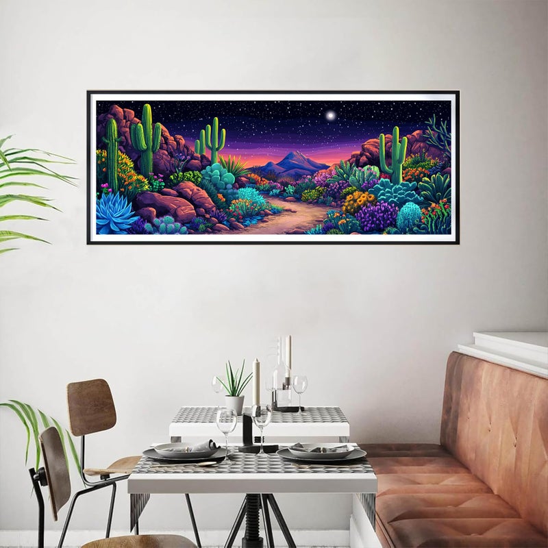 Bimkole Large Diamond Art Kits for Adults Cactus, Full Drill 5D DIY Rhinestone Embroidery Set Paint with Diamonds Art Succulent by Number Kits Cross Stitch Home Wall Craft Decoration 31.5x11.81 Inch - Image 3