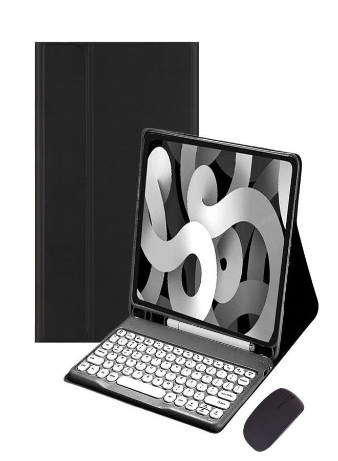 HENGHUI Keyboard Mouse for Galaxy Tab A8 10.5 inch Tablet 2022 SM-X200/X205/X207 Keyboard Case Cute Round Key Color Keyboard Wireless Detachable BT Keyboard Cover (Black+White) - Image 2