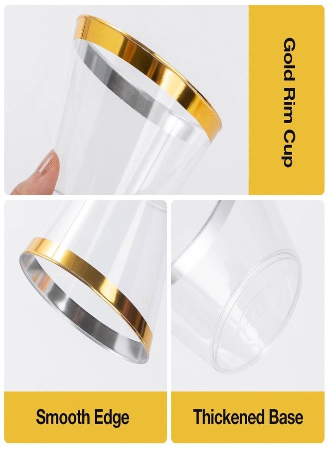 Goodluck 50PCS 9oz Gold Disposable Cups, Plastic Cups with Gold Rim, Cocktail Cups for Wedding, Party and Birthday - Image 3