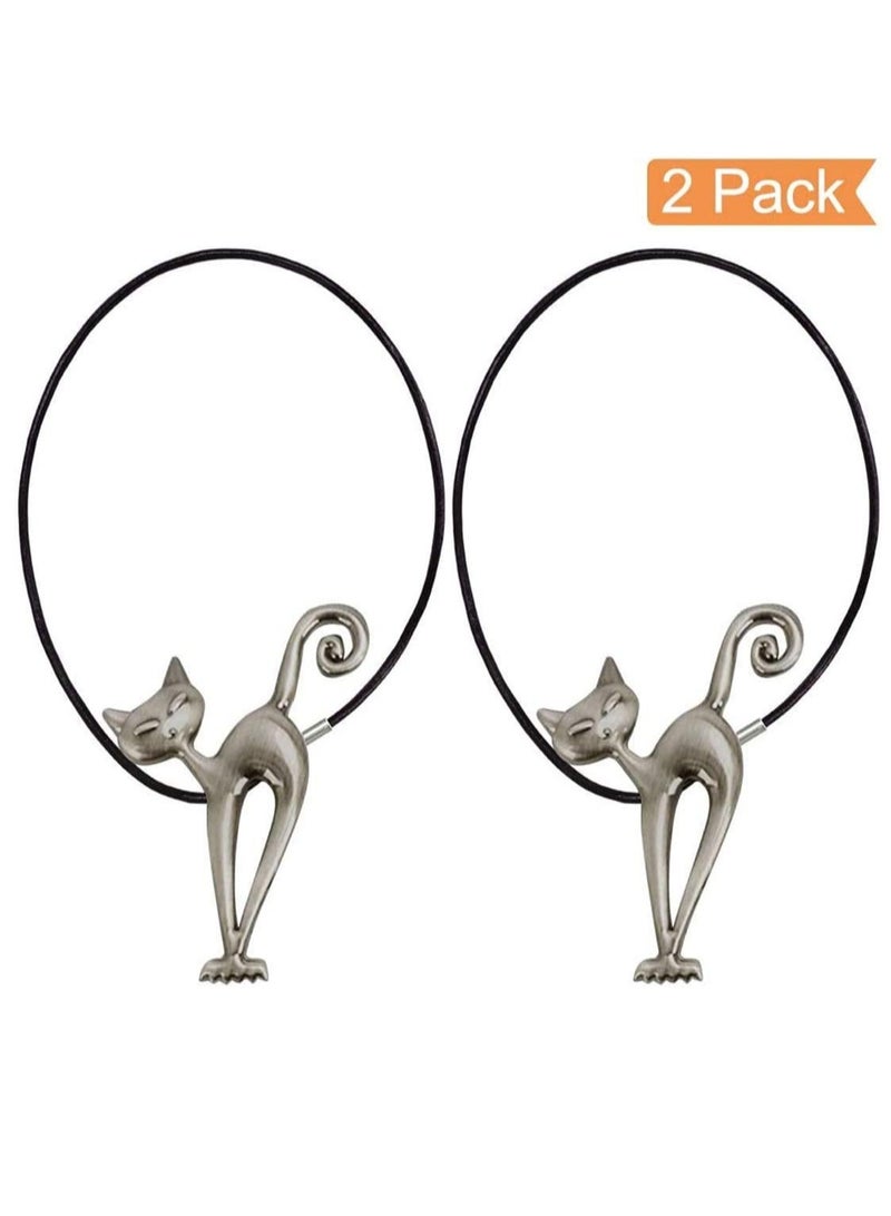 SYOSI Magnetic Curtain Tiebacks, 2 Pieces Cute Cat Magnetic Curtain Tiebacks Curtain Clips Rope Holdbacks Curtain Holder Buckles with Strong Durable Magnet for Home Office Dorm - Image 3