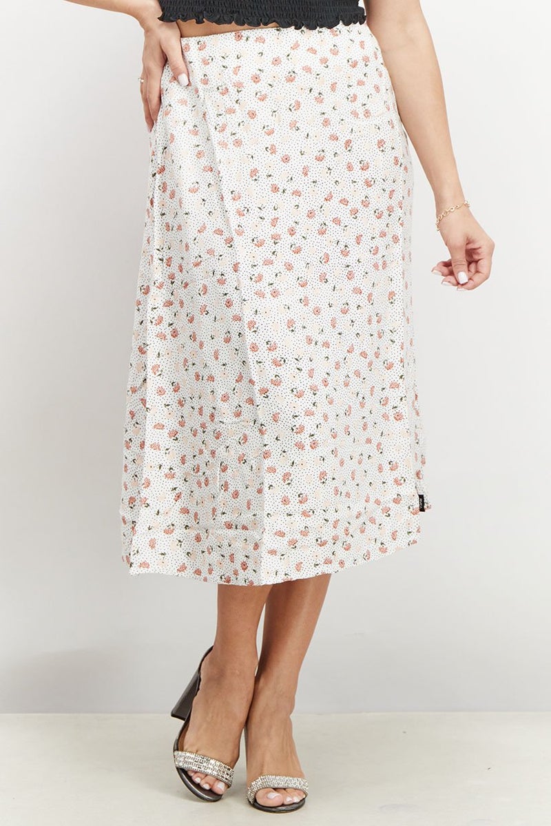 rvca Women Floral Print Midi Skirt, Multicolor - Image 1