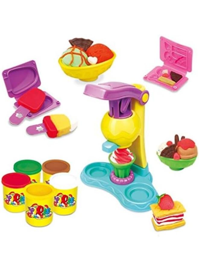 Bighub Ice Cream Double Twister Clay Play Set Toy, Make Fancy Clay Ice Cream with Clay, Real Clay Vending Machine, Clay Tubs, Non Toxic