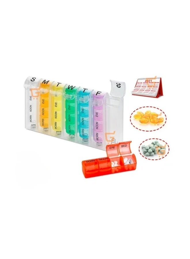 Weekly pill organizer divided into four daily sections, suitable for pocket or purse. - Image 1