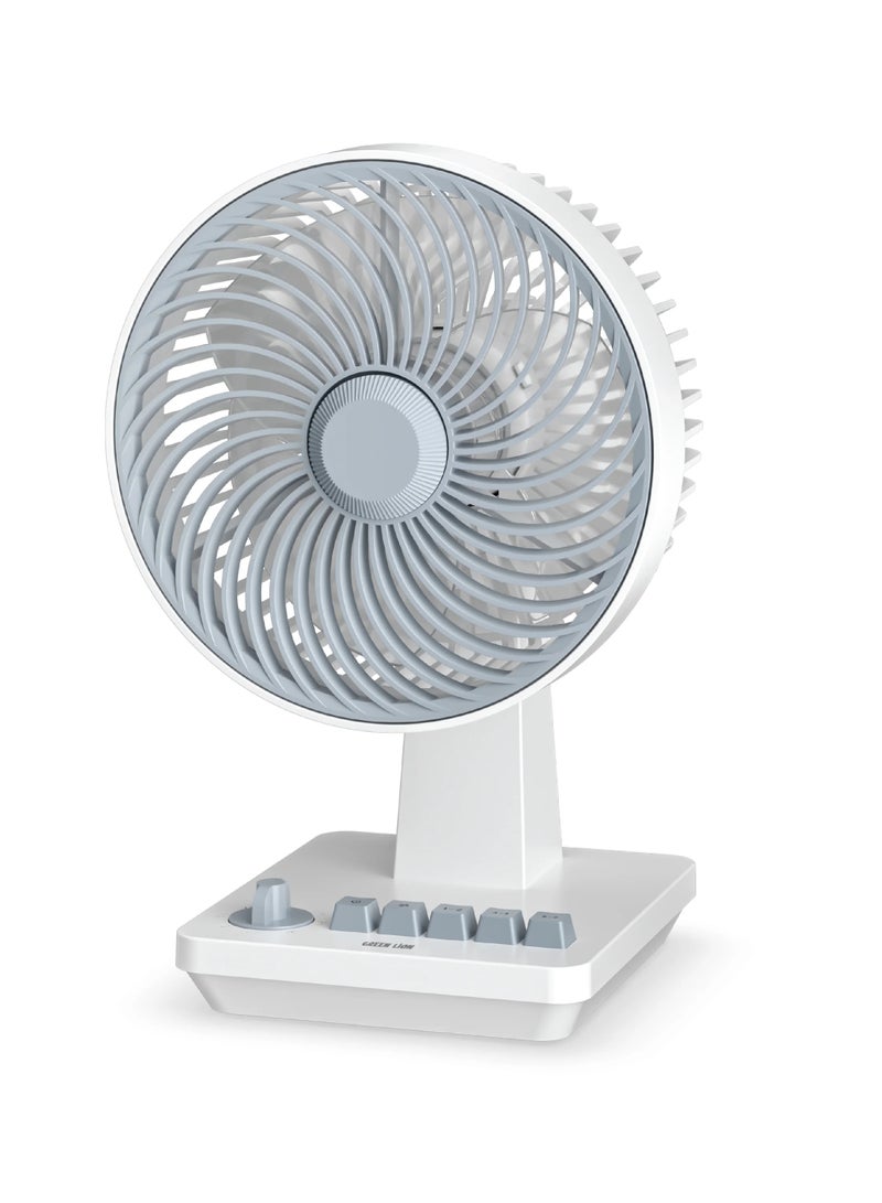 GREEN LION Classic 8" Desktop Fan / High Airflow rate / Brushless Motor / Table Fan with LED - White - Image 1