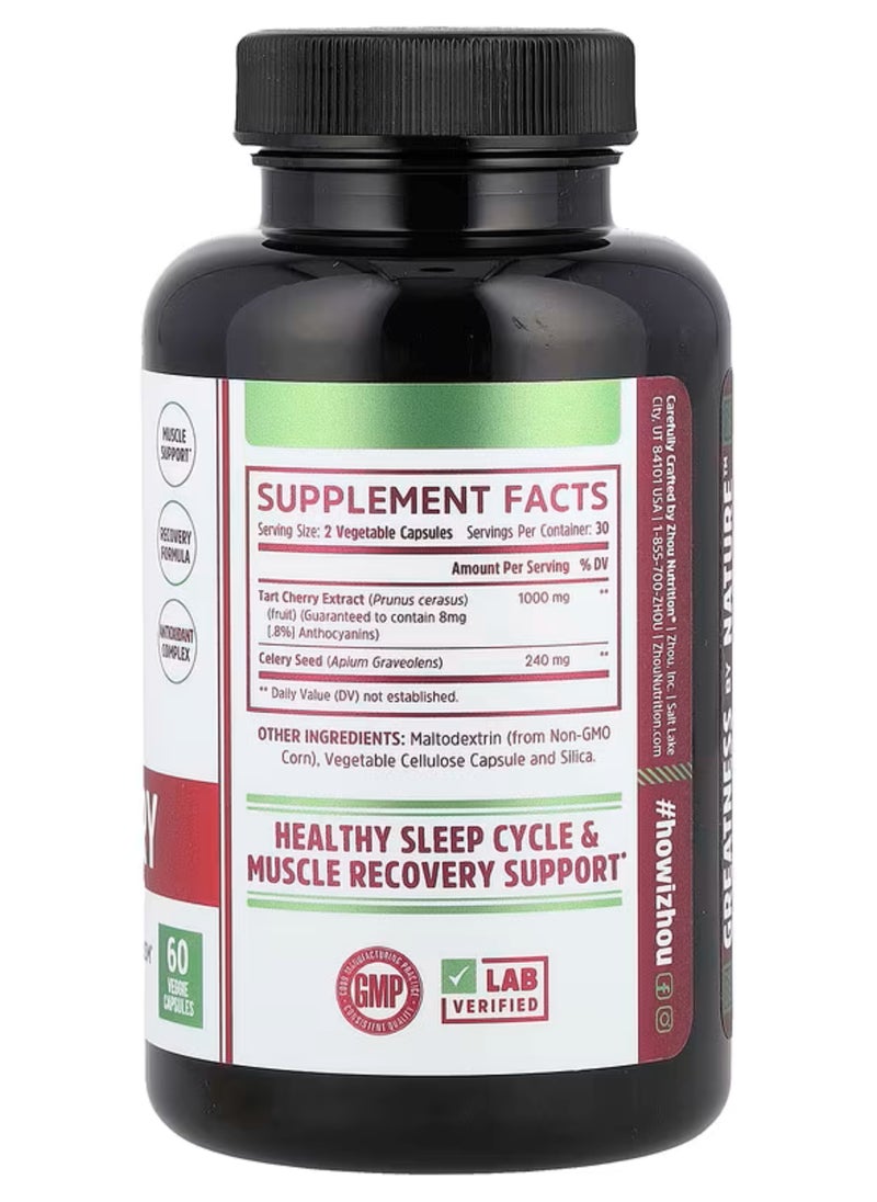 Zhou Zhou Tart Cherry Extract + Celery Seed, 60 Veggie Capsules  - Image 2