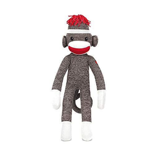 Plushland Brown Original Sock Monkey Adorable Hand Knitted Stuffed Animal Toy Giftfor Kids Babies Teens Girls and Boys Baby Doll Present Puppet 20 Inches - Image 1
