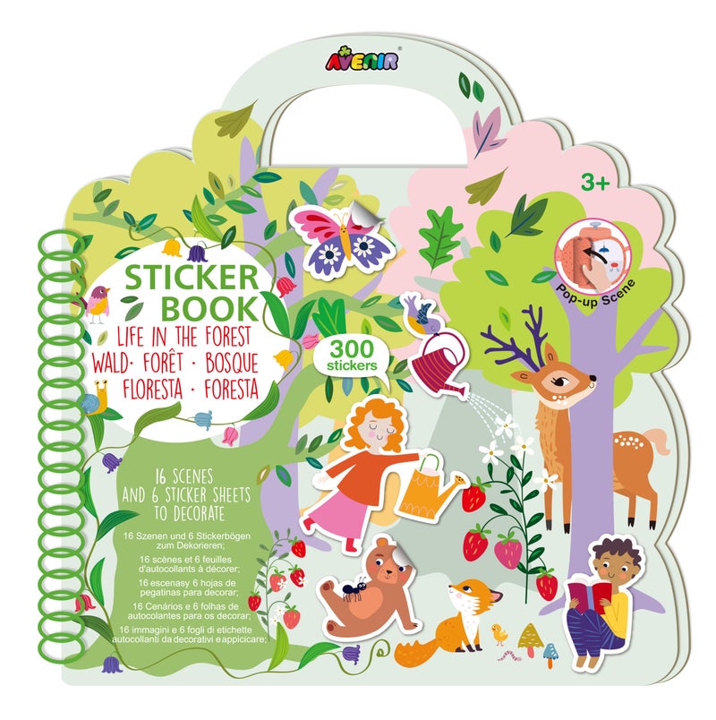 Avenir Sticker Book, Forest Themed, 16 Background Scenes, Including Pop Up Scenes, 300 Stickers, Ideal for On The Go, for Ages 3+ - Image 1