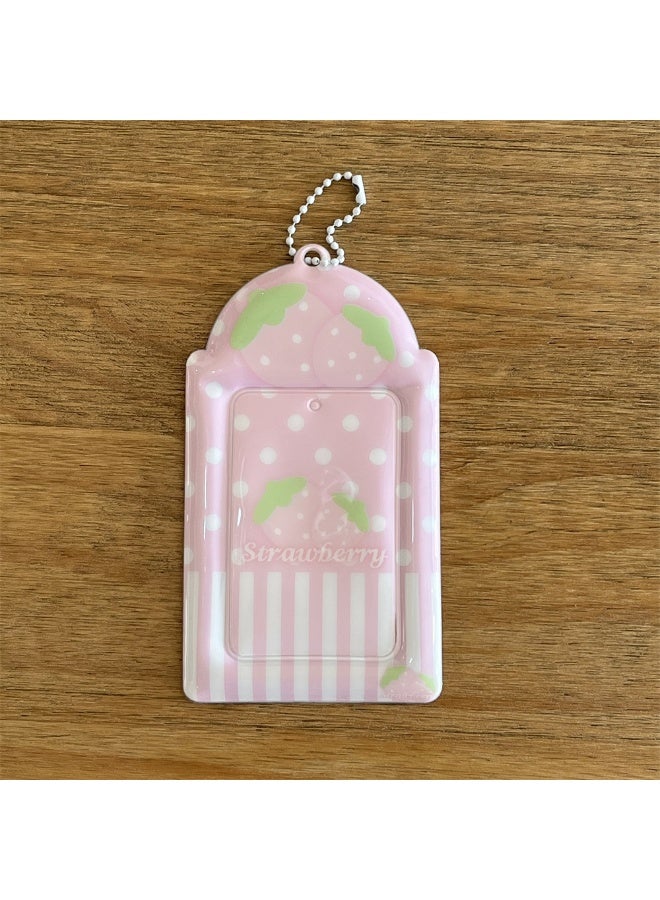 NIBEMINENT 1 - Piece Cute Strawberry Dessert Rabbit Kpop Photo Card Holder Pendant Key Chain ID Badge Holder ID Card Holder Photo Card Protector for School ID Office ID Access Card for Women Girls - Image 1