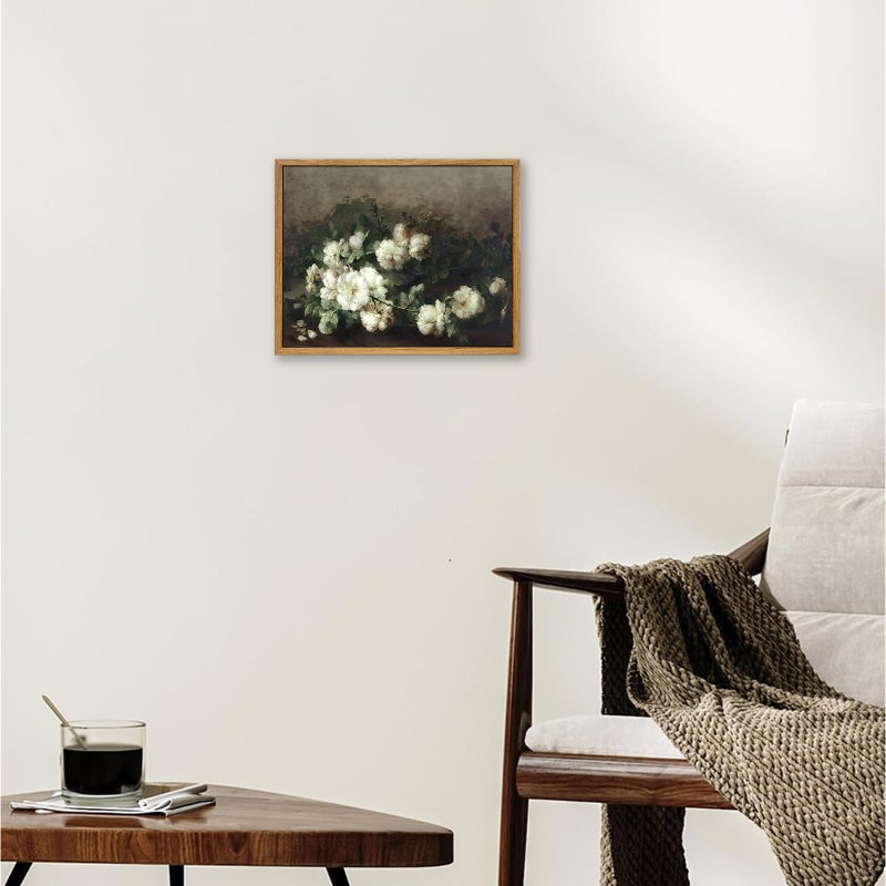 KBKBART خمر الزهرة جدار الفن مؤطرة صور زهرة بيضاء ديكور جمالية خمر الحمام الزهور القماشية الطلاء ديكور الجرف ديكور قماش الجدار المطبوعات لغرفة نوم (8 "" x10 "") - Image 4