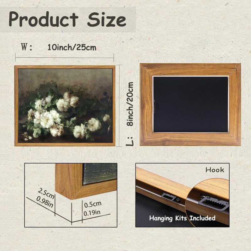 KBKBART خمر الزهرة جدار الفن مؤطرة صور زهرة بيضاء ديكور جمالية خمر الحمام الزهور القماشية الطلاء ديكور الجرف ديكور قماش الجدار المطبوعات لغرفة نوم (8 "" x10 "") - Image 1